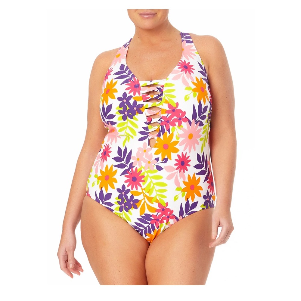 NWT terra&sky floral one piece swimsuit size 2X